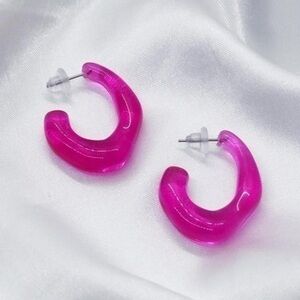 Pink Acrylic Hoop Earrings